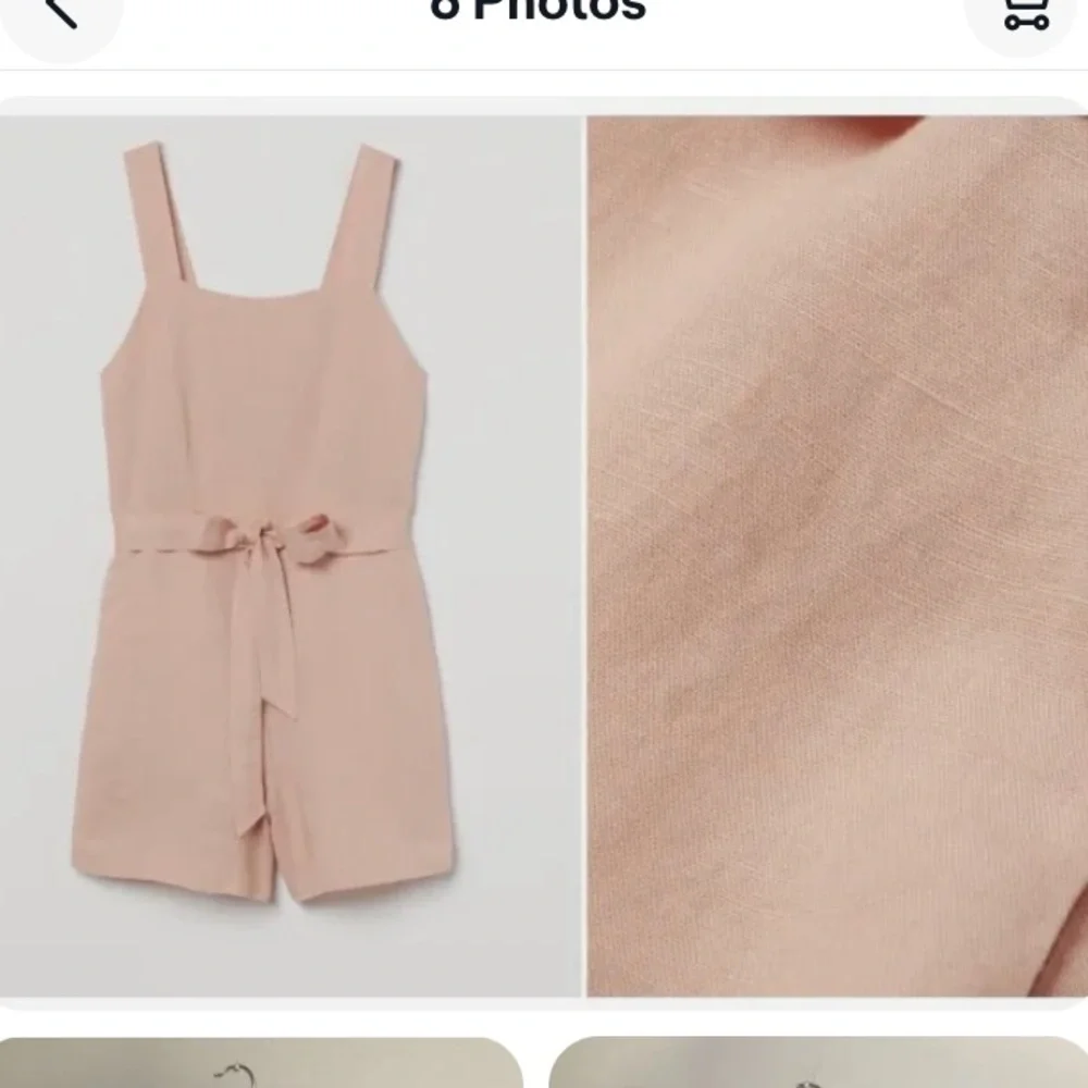 7-4 H&M linen blend romper shorts peach Medium NWT